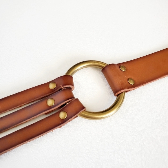 Frye Genuine Leather Cawgirl Vestern Bohemian Brown Belt Sz L 34DC836 NWT main image 12